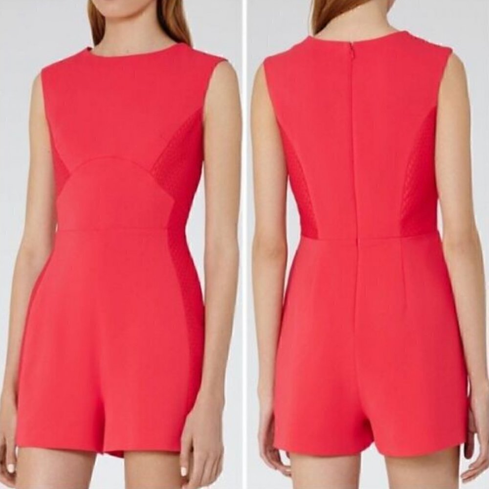 Reiss US 0 UK 4 Maia Sleeveless Playsuit Romper Red
